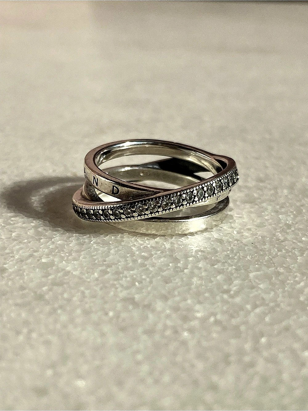 Pandora Crossover Pavé Triple Band Ring Sterling Silver